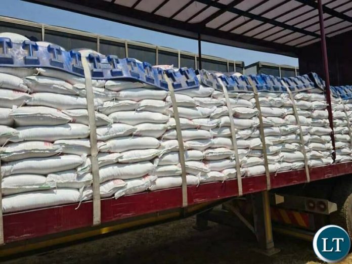 The impounded truck carrying 1200 bags of mealie meal which was about to be smuggled into the Democratic Republic of Congo (DRC)