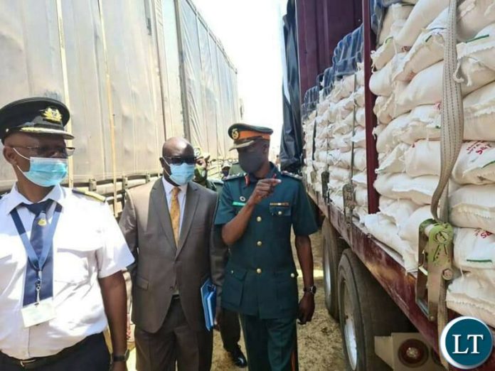 The impounded truck carrying 1200 bags of mealie meal which was about to be smuggled into the Democratic Republic of Congo (DRC)