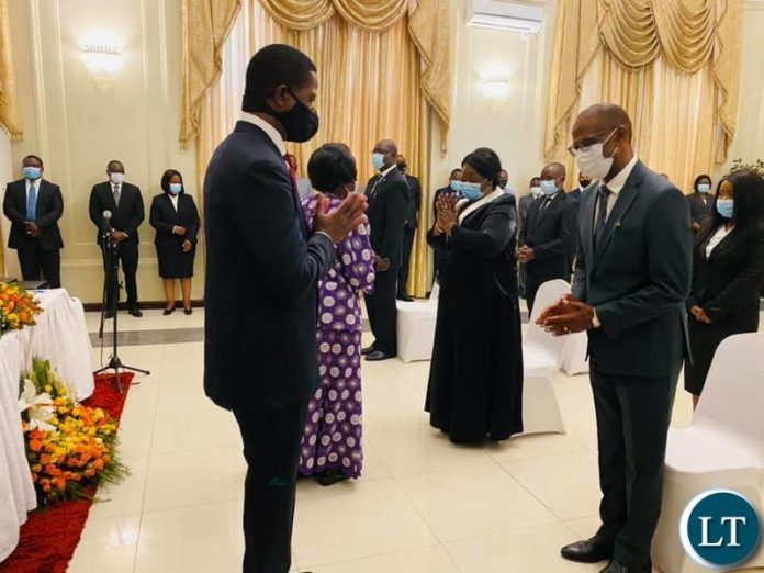 new Bank of Zambia Governor Mr Christopher Mphanza Mvunga with President Lungu at the Swearing in Ceremony new Bank of Zambia Governor Mr Christopher Mphanza Mvunga with President Lungu at the Swearing in Ceremony