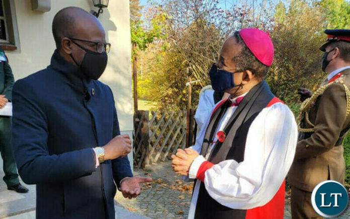 Anglican Bishop Trevor Selwyn Mwamba with Zambia’s Ambassador to Germany Anthony Mukwita