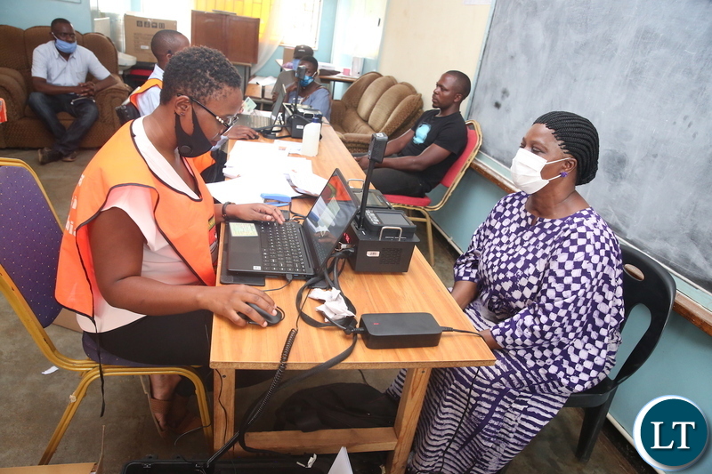 Electoral Officer Taking the Finger Scan Pictures of First lady Esther Lungu