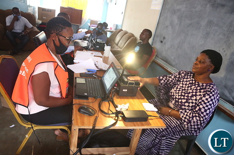 Electoral Officer Taking the Finger Scan Pictures of First lady Esther Lungu