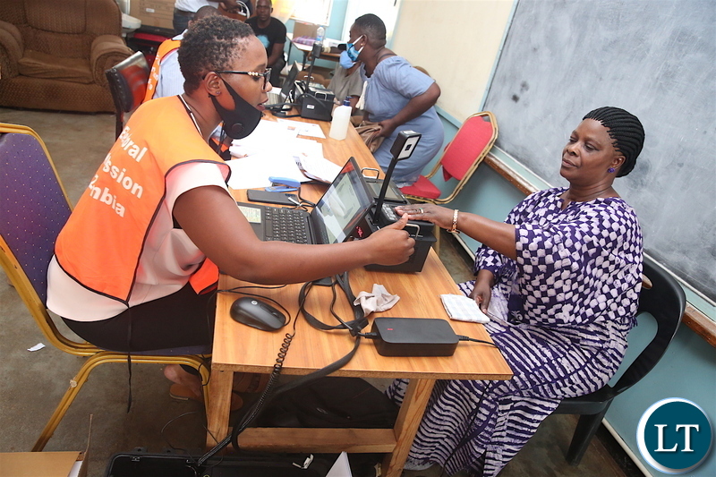 Electoral Officer Taking the Finger Scan Pictures of First lady Esther Lungu