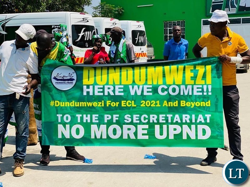 Dundumwezi district of Southern Province's solidarity Banners at display at PF Headquarters in Lusaka
