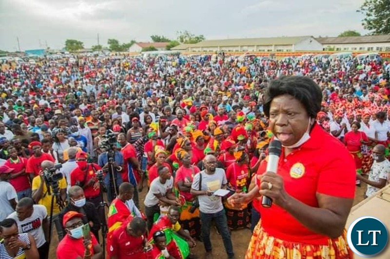 UPND Chairperson Ms Nalumanga addressing the Rally in Lusaka