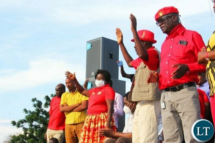 UPND leadership at the mobilisation rally in Lusaka