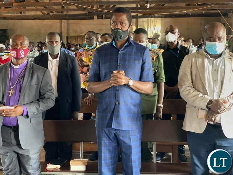 President Edgar Chagwa Lungu  attends Church Service at United Church of Zambia (UCZ) St Luke congregation in Mushota, Kawambwa district of Luapula Province.