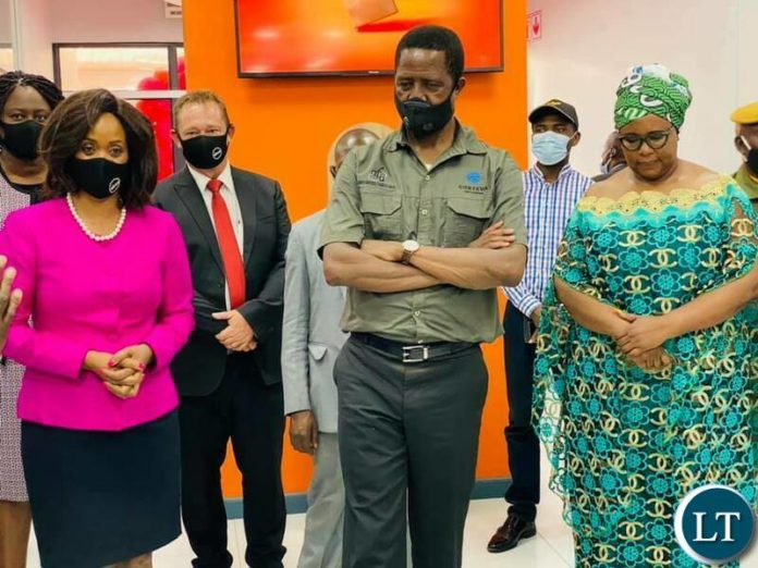President Lungu during the opening of ABSA Bank