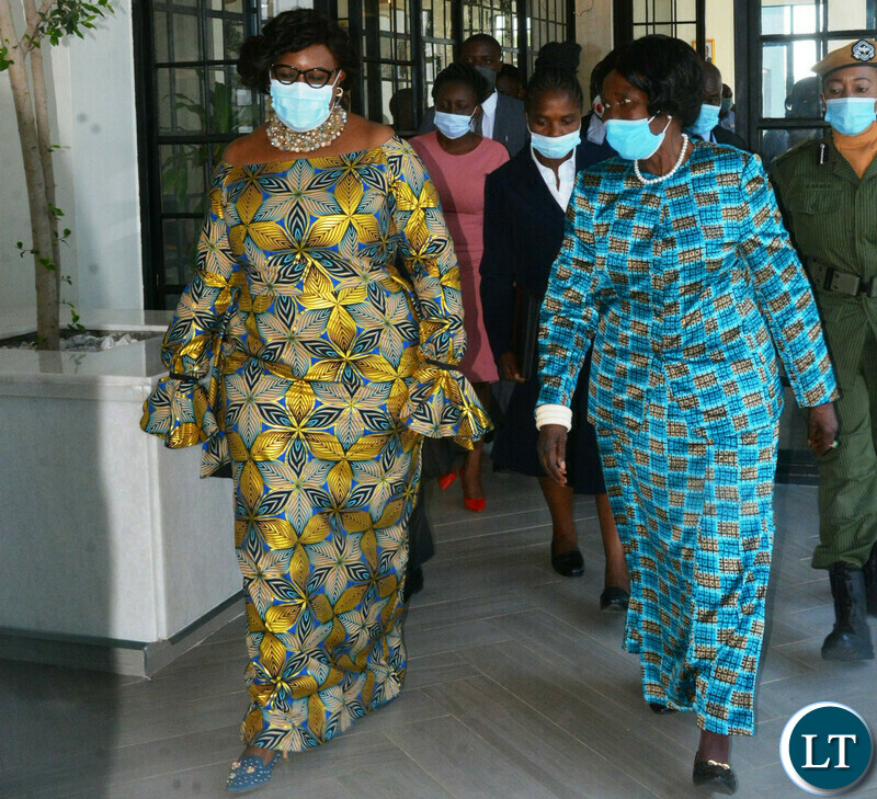 Vice-President Inonge Wina walks abreast with Minister of Information, Dora Siliya during the World Communication Forum -Africa in Lusaka.