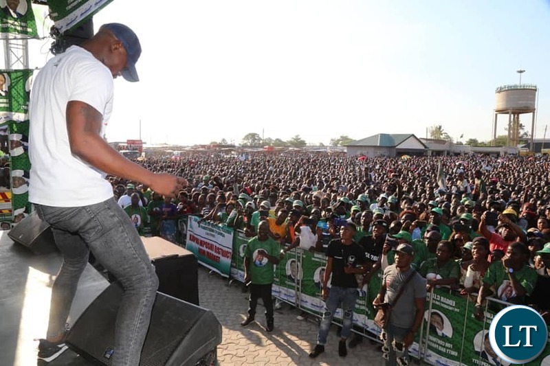 Bowman Lusambo, addressing a mammoth rally attended by thousands of Kapiri Mposhi residents