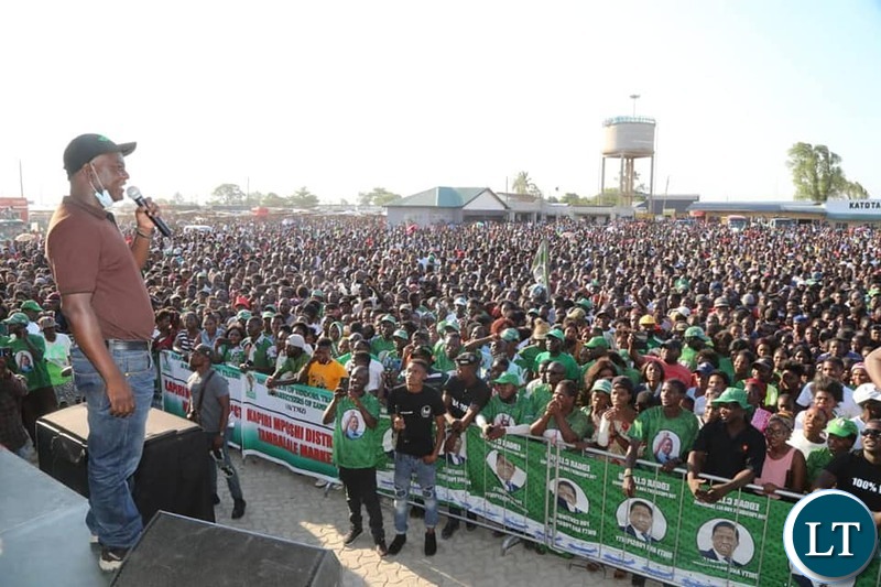 Bowman Lusambo, addressing a mammoth rally attended by thousands of Kapiri Mposhi residents