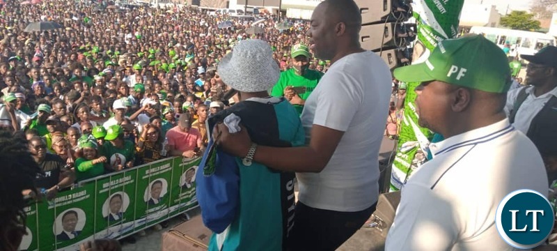 Bowman Lusambo, addressing a mammoth rally attended by thousands of Kapiri Mposhi residents