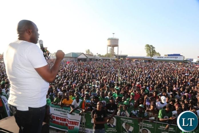 Bowman Lusambo, addressing a mammoth rally attended by thousands of Kapiri Mposhi residents