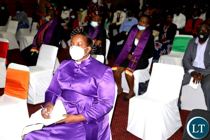 Christians from different churches following the proceedings during the commemoration of the declaration of Zambia as a Christian Nation at mulungushi international conference centre yesterday. Tuesday, December 29, 2020. Picture by ROYD SIBAJENE/ZANIS 