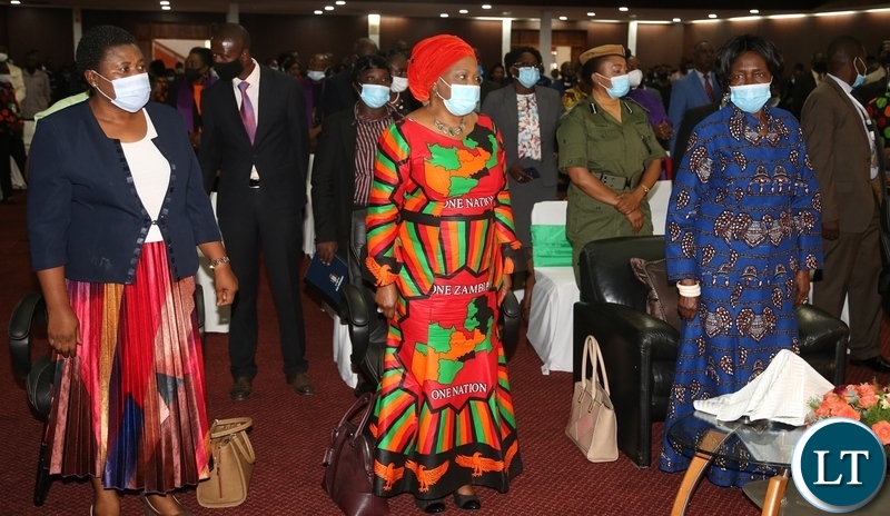 Vice President Inonge Wina, Minister of National Guidance and religious affairs Godfridah Sumaili and Minister in the Office of the Vice President Olipa Phiri during the commemoration of the declaration of Zambia as a Christian Nation at mulungushi international conference centre yesterday. Tuesday, December 29, 2020. Picture by ROYD SIBAJENE/ZANIS 