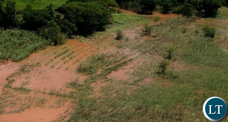 The washed aways mainze fields in Mumbwa District after the Kandesha dam burst it banks creating flash floods yesterday. Sunday, December 27, 2020. Picture by ROYD SIBAJENE/ZANIS