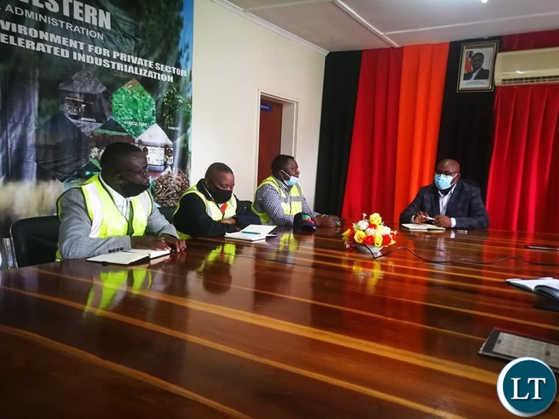 North-Western Province Deputy Permanent Secretary, Emmanuel Chihili meeting CAA officials led by The Acting Board Chairperson, Mr. Patrick Nswana