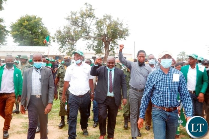 President Edgar Lungu arrives during his working visit in Bweengwa.