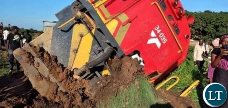 Blocked drainage causes the Zambia Railways Limited goods-train  to derail