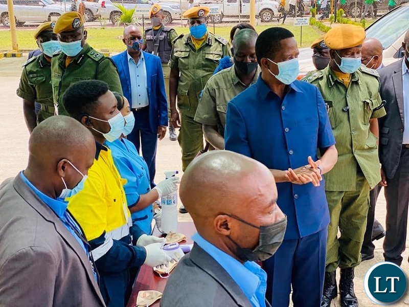 Zambian President Edgar Lungu being received at Lubambe Copper Mine