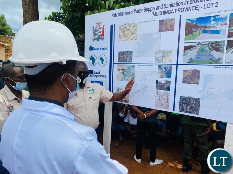 President Lungu at the Launch site of the  US$17m water project