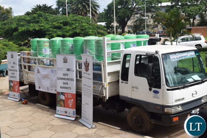 A truck load of the items handed over by UNDP to the Lusaka City Council
