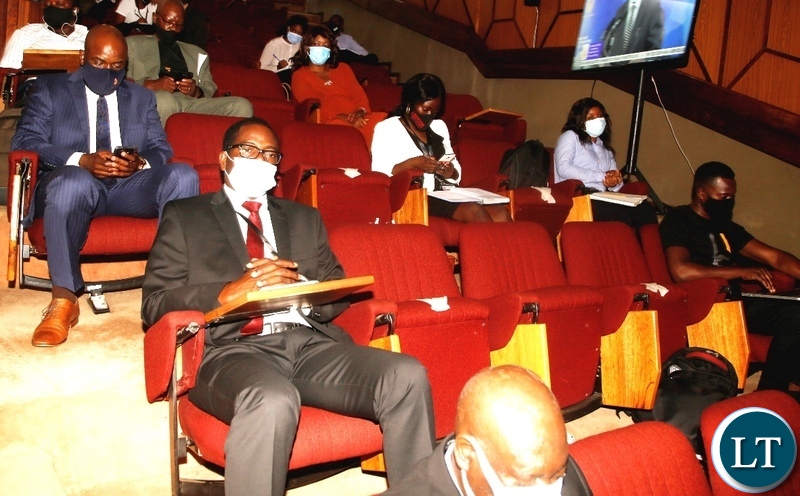Members of the press and other dignitaries following the proceedings of the Monitory Policy adjustment upwards by BOZ Governor, Christopher Mvunga from 8% to 8.5% due to escalation in inflationary pressures. Picture by SUNDAY BWALYA/ZANIS