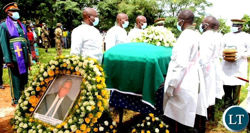 Pall-bearers from Zambia Army carry the remains of late Sebastian Zulu during burial in Petauke's Kakwiya village. Picture by SUNDAY BWALYA/ ZANIS.