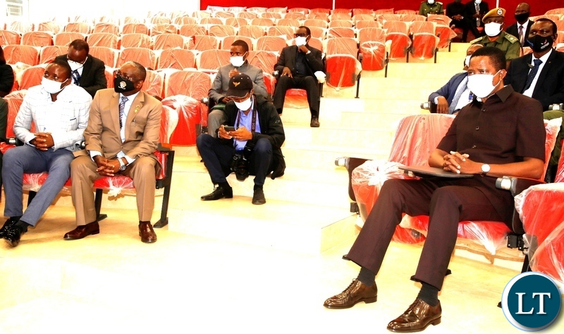 President Edgar Lungu having a feel of the new teaching and learning complex lecture theatre during the commissioning of the state of the art building at UNZA today.Picture by SUNDAY BWALYA/ZANIS