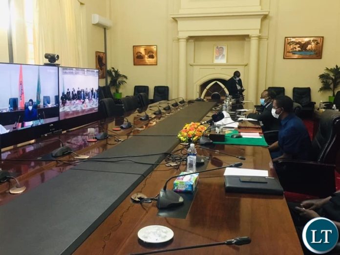 President Lungu in a Virtual Meeting