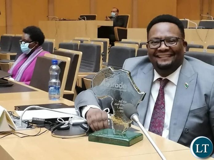 Zambia's Ambassador to Ethiopia and Permanent Representative to the African Union, Emmanuel Mwamba received the award on behalf of President Lungu at a Ceremony held in Addis Ababa