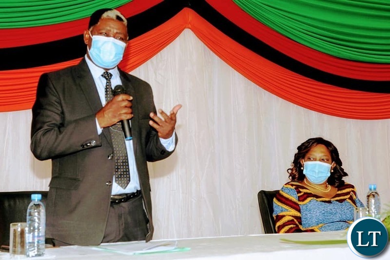 National Guidance and Religious Affairs Permanent Secretary Rev Howard Sikwela speaking during the launch of an Empowerment Scheme for Churches,Religious and Faith Based organisations at Government Complex