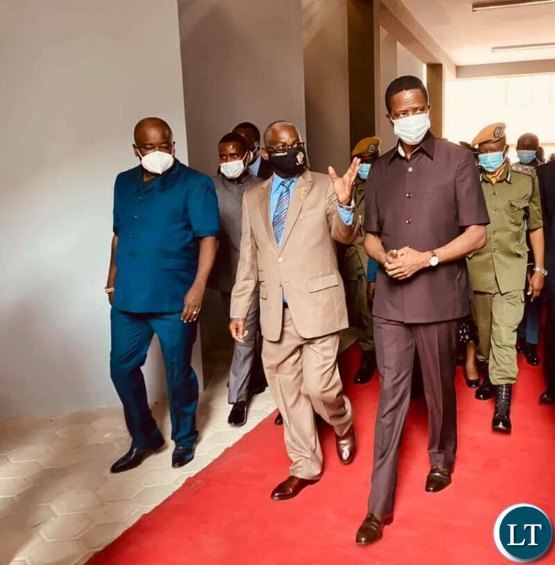 President Edgar Lungu and UNZA Vice Chancellor Prof Luke Mumba during the commissioning of the new teaching and learning complex lecture theatre building at UNZA today.Picture by SUNDAY BWALYA/ZANIS