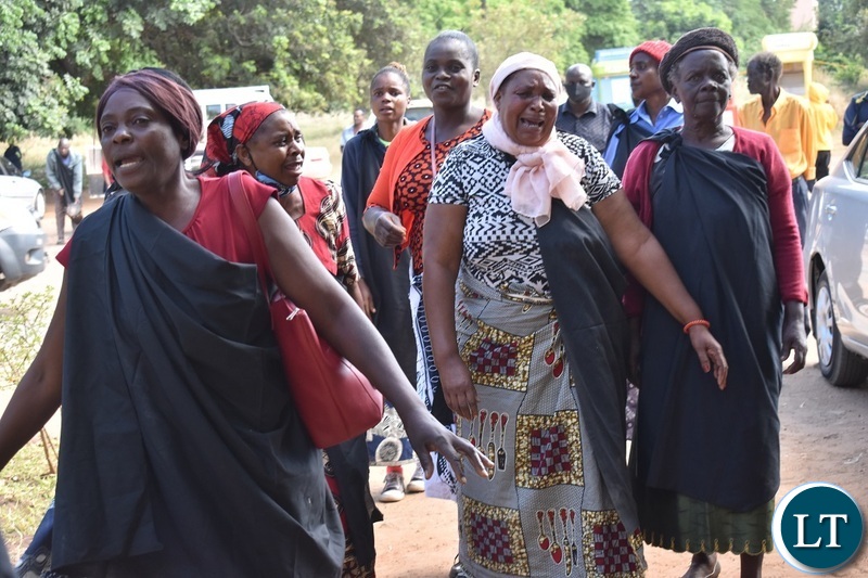 Women from the Mukuni Royal Establishment of Kazungula District yesterday protested outside the Livingstone Central police station demanding the release of Chief Mukini's wife who was arrested on Monday. Picture by KELVIN MUDENDA