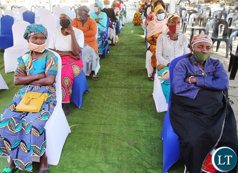 The aged people wait to receive food hampers donated by AFCON at ST Kizito Parish in Lusaka. Picture by SUNDAY BWALYA/ZANIS