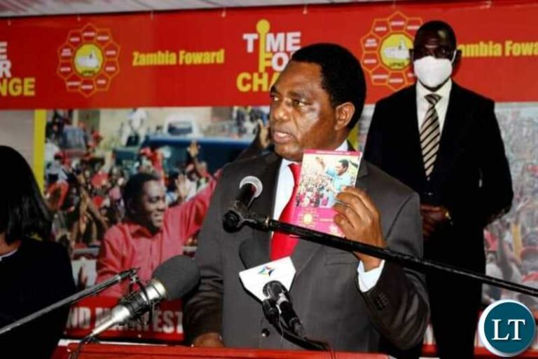 UPND Launches party Manifesto for 2021-2026, promise more jobs and lower fuel price