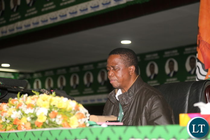 President Edgar Lungu addressing the Patriotic Front General Conference at Mulungushi Conference Center