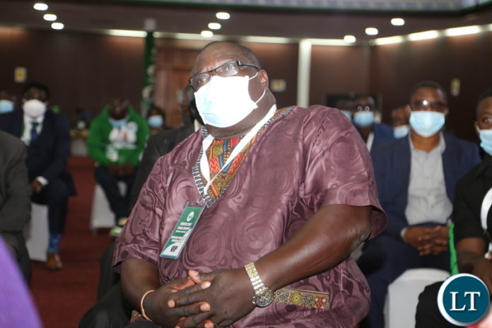 Opposition NDC leader Chishimba Kabwili follow the procedings during the Patriotic Front General Conference at Mulungushi Conference Center yesterday. April 10, 2021. Picture by ROYD SIBAJENE/ZANIS