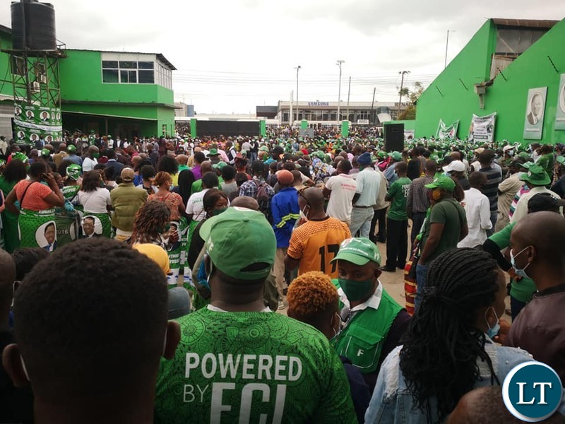 PF cadres turn up in large numbers to see President Lungu file in his nomination papers for the Party Presidency