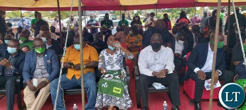 NDC President Chishimba Kambwili at an event attended by PF Secretary General Davies Mwila and his Deputy Mumbi Phiri and Lusaka Province Chairperson Kennedy Kamba