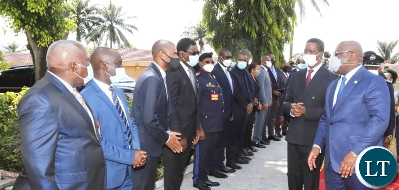 President Edgar Lungu  introduces his delegation to  Democratic Republic of Congo (DRC) President Felix Tshisekedi