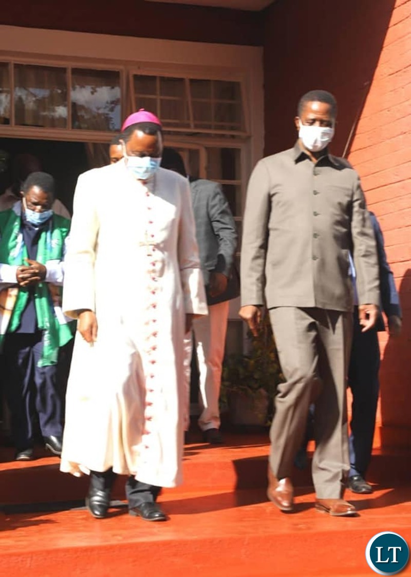 President Edgar Lungu  paid a  40 minutes courtesy call on the Bishop of the Catholic Diocese of Chipata George Lungu, who rejected Empowerments Funds, at St. Anne’s Cathedral in Chipata 