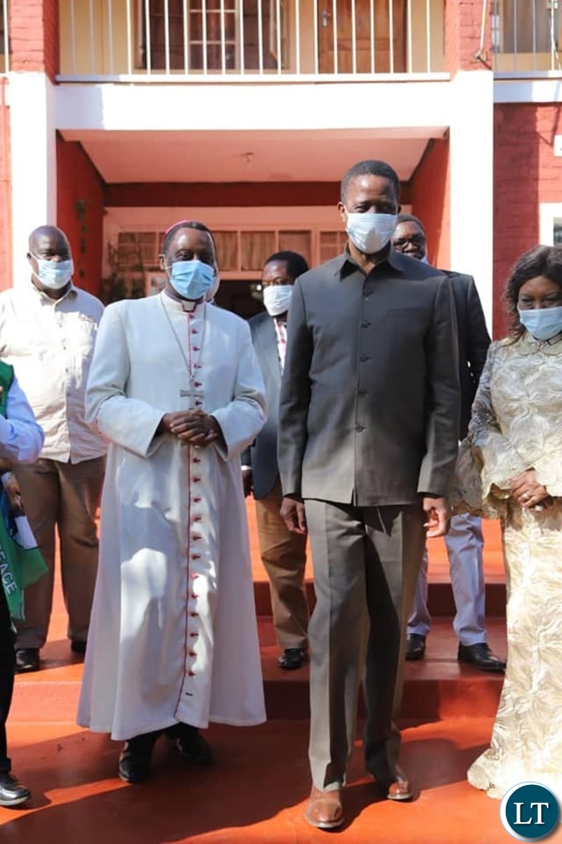 President Edgar Lungu  paid a  40 minutes courtesy call on the Bishop of the Catholic Diocese of Chipata George Lungu, who rejected Empowerments Funds, at St. Anne’s Cathedral in Chipata 