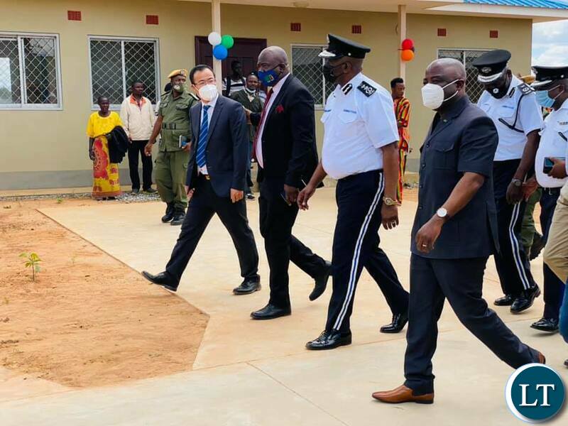Home Affairs Minister Stephen Kampyongo  arrives for the handover of the houses