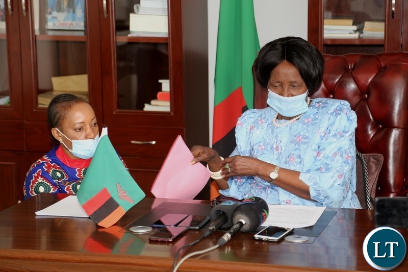 Vice President Inonge Wina read to announce that she won't stand as a Vice President in the coming 12th August, 2021. yesterday, Sunday, May 16, 2021. Picture by ROYD SIBAJENE/ZANIS