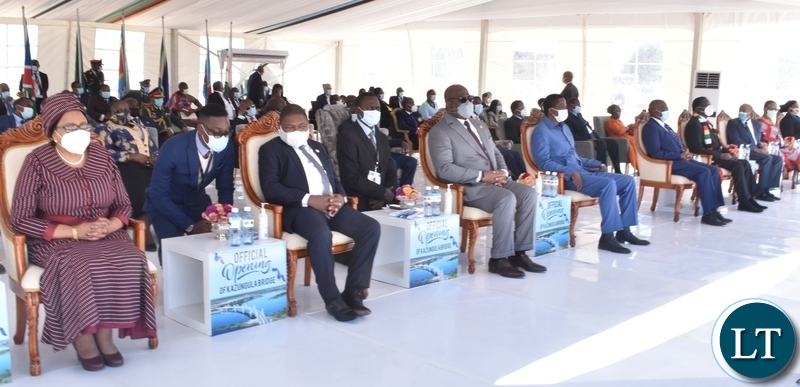 Heads of states follow proceedings during the official opening of Kazungula bridge