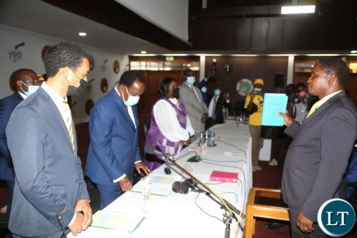 Patriots for Economic Progress Sean Tembo taking Oath during filling of nominations for the 12th August 2021, Presidential elections at Mulungushi conference center yesterday. Monday, May 17, 2021. Picture by ROYD SIBAJENE/ZANIS Patriots for Economic Progress Sean Tembo taking Oath during filling of nominations for the 12th August 2021, Presidential elections at Mulungushi conference center yesterday. Monday, May 17, 2021. Picture by ROYD SIBAJENE/ZANIS