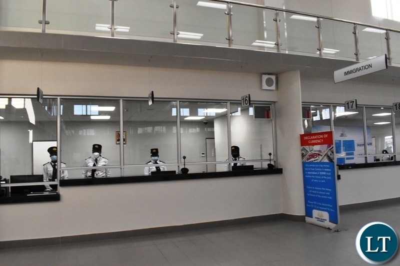 Immigration counter at the newly built passenger terminal at Kazungula one stop border post