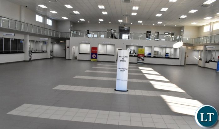 Inside the passenger terminal at the newly constructed Kazungula one stop border post