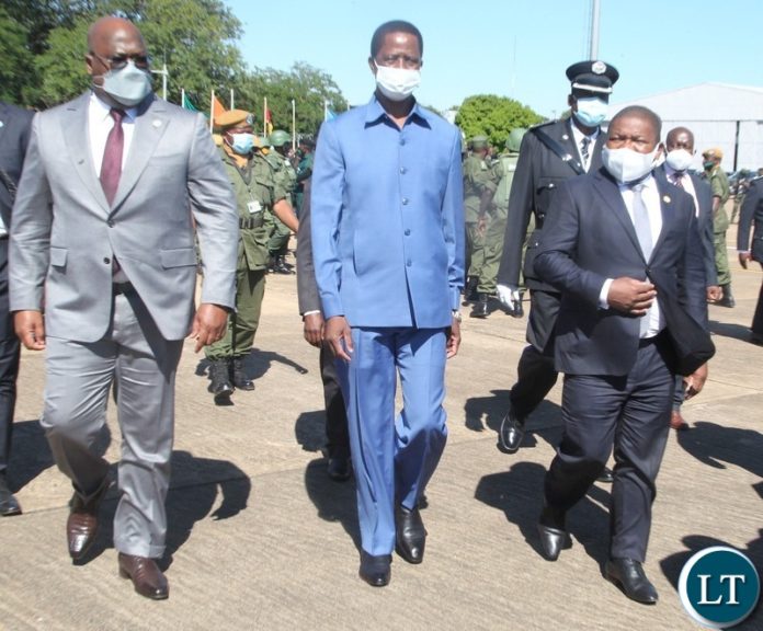 PRESIDENT Edgar Lungu confers with President of Democratic Republic of Congo,Felix Tshisekedi on arrival at Harry Mwaanga Nkumbula International Airport for commissioning of the Kasungula bridge in Livingstone PRESIDENT Edgar Lungu confers with President of Democratic Republic of Congo,Felix Tshisekedi on arrival at Harry Mwaanga Nkumbula International Airport for commissioning of the Kasungula bridge in Livingstone